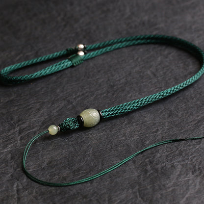 Handcrafted Lanyard Hetian Jade Beads Necklace
