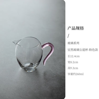 Thickened Transparent Glass Fair Cup with Handle Household Heat-Resistant and Hot-Proof Tea Pitcher Pitcher Kung Fu Tea Set Divide Tea Fair Cup