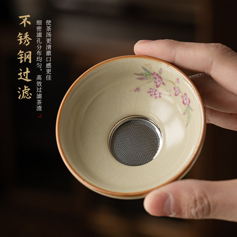 Beige Ru Kiln Tea Strainer Ceramic Tea Filter Ceramic Tea Filter