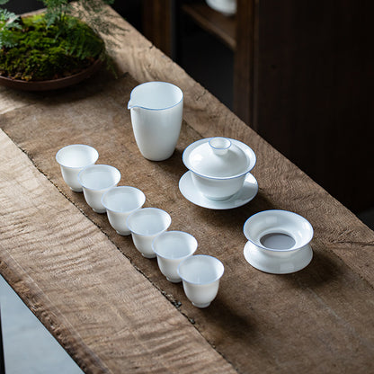 Dehua White Jade Porcelain Kung Fu Tea Set