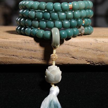 Gradient Bodhi Barrel Beads Lotus Handheld Bracelet