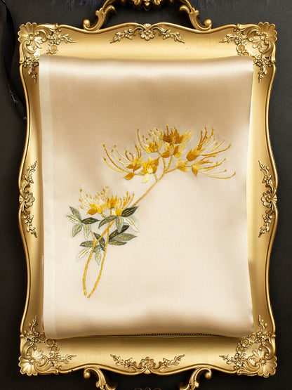 Elegant Suzhou Embroidered Carnation Mulberry Silk Scarf