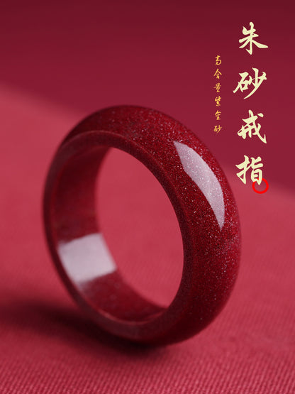 Fidelity Raw Ore Purple Gold Sand Ring Birth Year Cinnabar Ring Men&