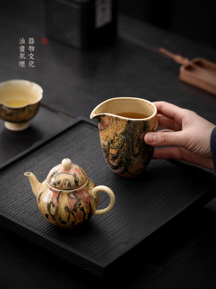 Dehua Hand-Made Dunhuang Oil Personality Pitcher Tea Pot Home High-End Play Tea Pitcher Tea Filter Cup