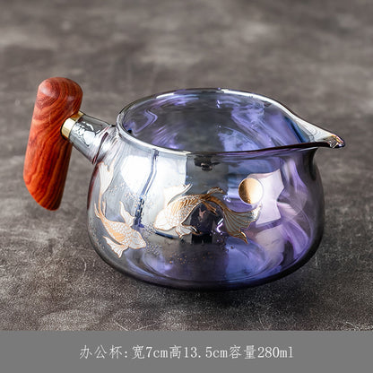Huancai Gold and Silver Fired Glass Fair Cup Thickened Heat-Resistant Tea Dispenser Large Tea Sea Single Kung Fu Tea Set