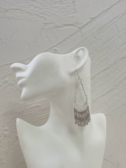 Miao Silver Ethnic Style Retro Tassel Dangle Earrings