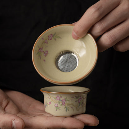 Beige Ru Kiln Tea Strainer Ceramic Tea Filter Ceramic Tea Filter