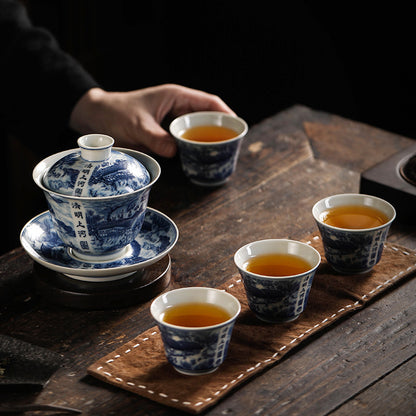 Antique Grass Wood Gray Tea Set