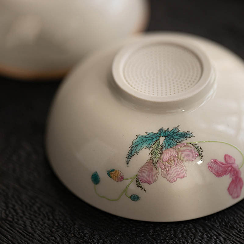Ceramic Grass and Wood Gray Tea Filter Fine Hole Kung Fu Tea Set Tea Strainer Tea Strainer All-Ceramic Integrated