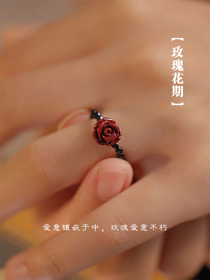 [Rose Period] Natural Cinnabar Rose Ring Women&