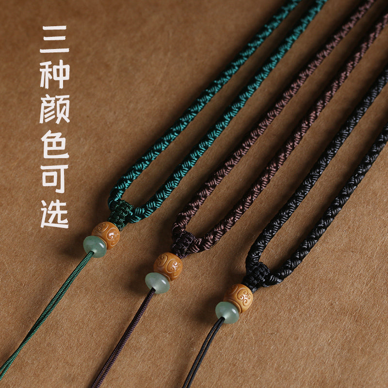 Hand-Woven Auspicious Cloud Beads Pendant Lanyard Simple Men and Women Buddha Jade Pendant Gold Jadeite Jade Pendant Pendant Pendant Rope