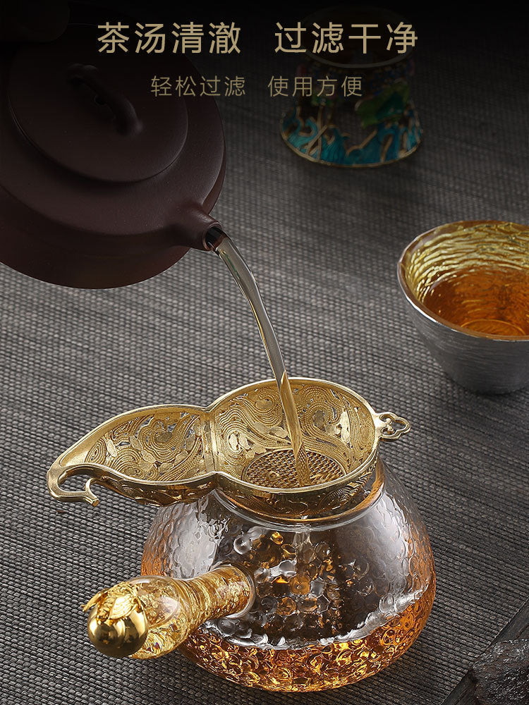 Creative Brass Tea Strainer Gourd Household Tea Brewing Artifact Tea Strainer Tea Partition Tea Tea Strainer Tea Strainer Accessories