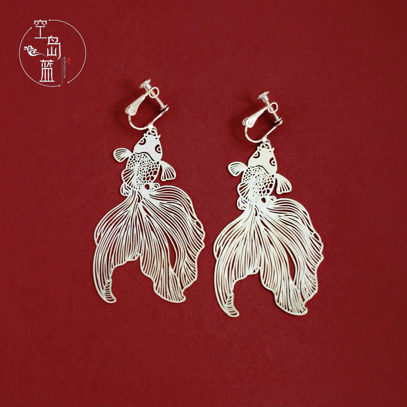 Festive New Year Goldfish Silver Earrings