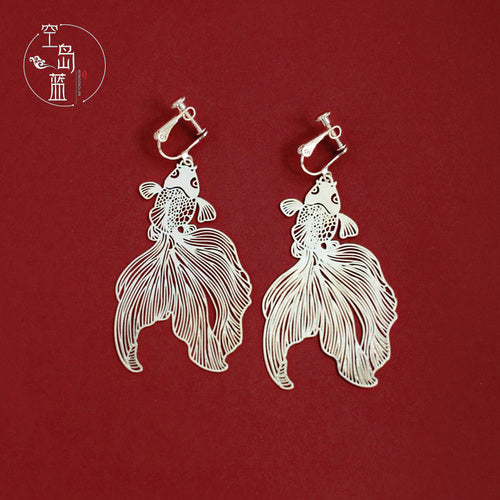 Festive New Year Goldfish Silver Earrings