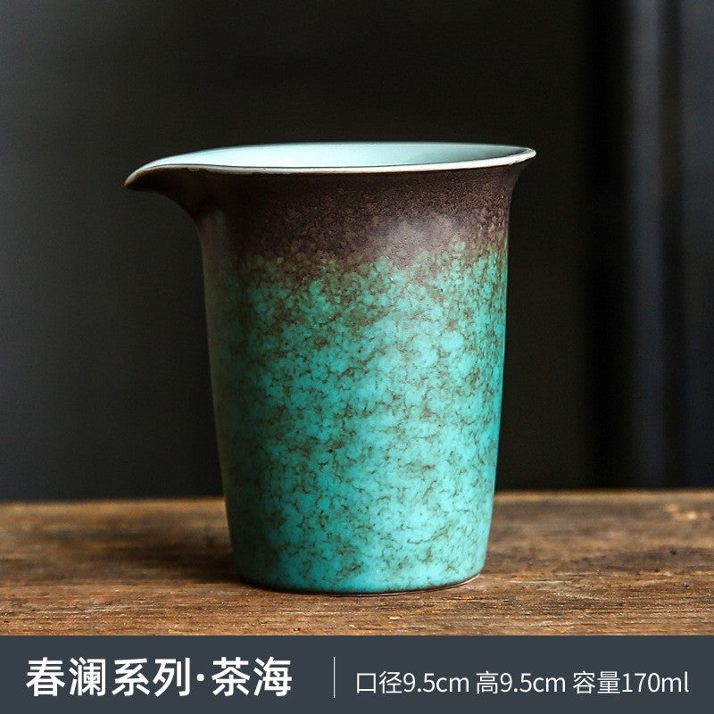 Chunlan Tea Sea Japanese Style Kiln Vintage Household Large Ceramic Fair Cup Turquoise Green Male Cup Uniform Cup Tea Dispenser