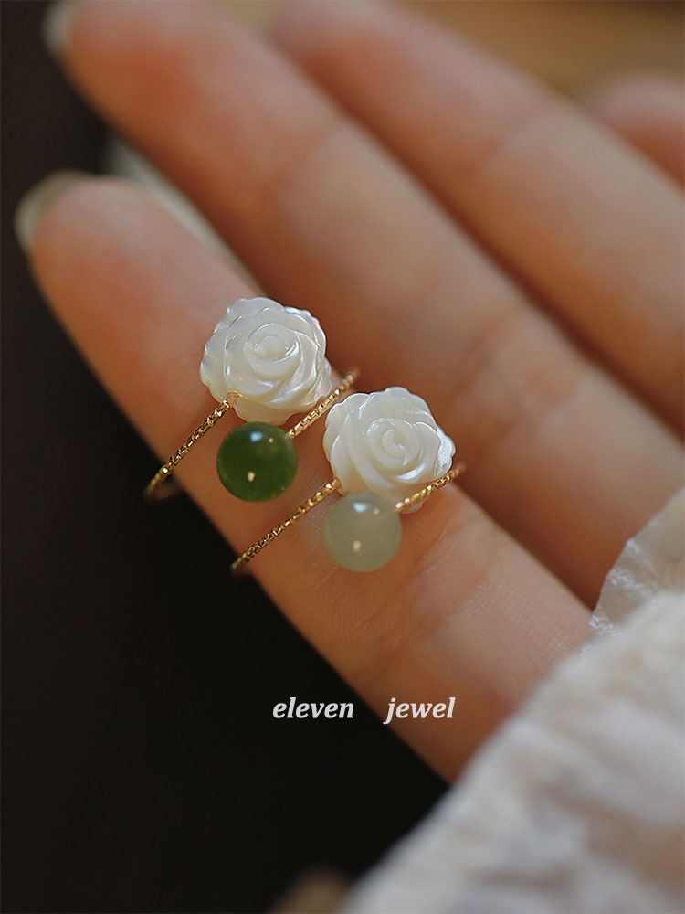 [Huaqing] Hetian Jade Ring Female Special-Interest Design High-Grade Personality Versatile Opening Ring Adjustable Simple