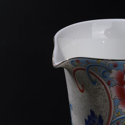 National Fashion Handmade Filigree Silver Ceramic Fair Cup Large Capacity Fair Cup Tea Pot Home Tea Pitcher Office Teaware