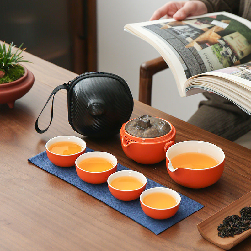 Persimmon Ruyi Ceramic Express Cup Travel Tea Set Outdoor