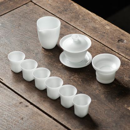 Ice-like White Jade Porcelain Tea Set