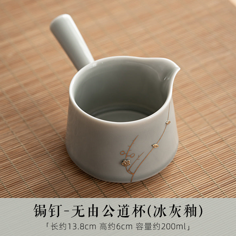 Japanese Style Ice Gray Glaze Nail Pitcher Larg Pitcher Household Porcelain Tea Seafood Tea Ware Fair Cup Kung Fu Tea Set