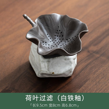 Japanese-Style Stoneware Lotus Leaf Tea Strainer Ceramic Filter Hole Tea Filter Tea Strainer Kung Fu Tea Ceremony