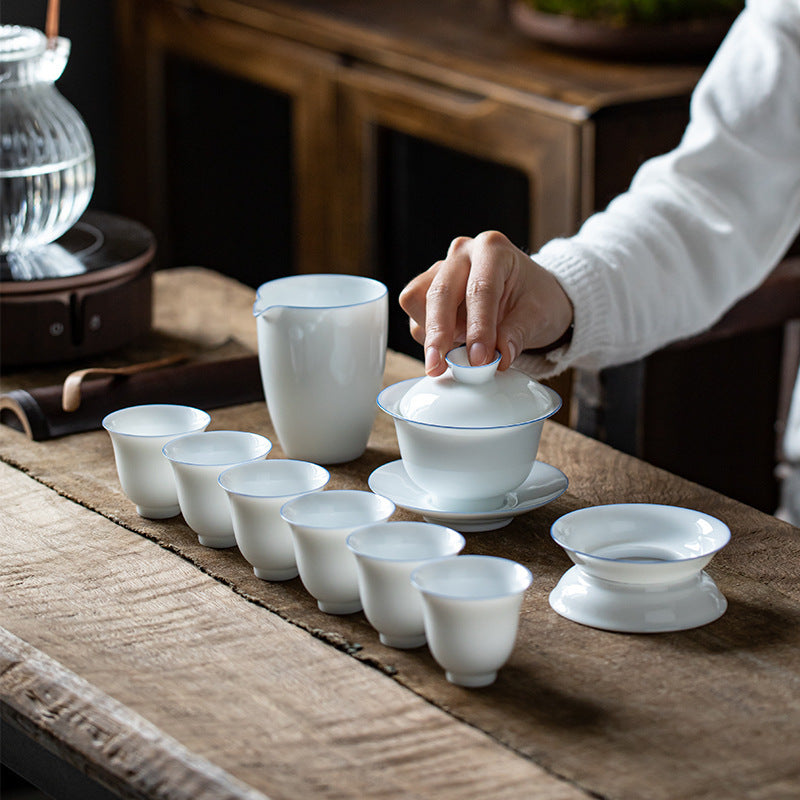 Dehua White Jade Porcelain Kung Fu Tea Set