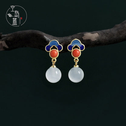 Artistic Elegant Cloisonne Agate Earrings