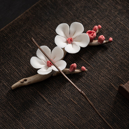 Hand-Pinching Plum Blossom Tea Shelf Pen Holder Pen Holder Ceramic Tea Pet Tea Ceremony Elegant Play Thin as Paper Kung Fu Tea Ceremony Utensils