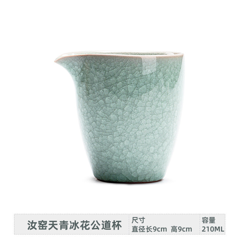 Ru Kiln Tea Pitcher Gracked Glaze Ice Flower Tea Pitcher Porcelain Kung Fu Tea Set Tea Making Tea Distributor Fair Cup Device