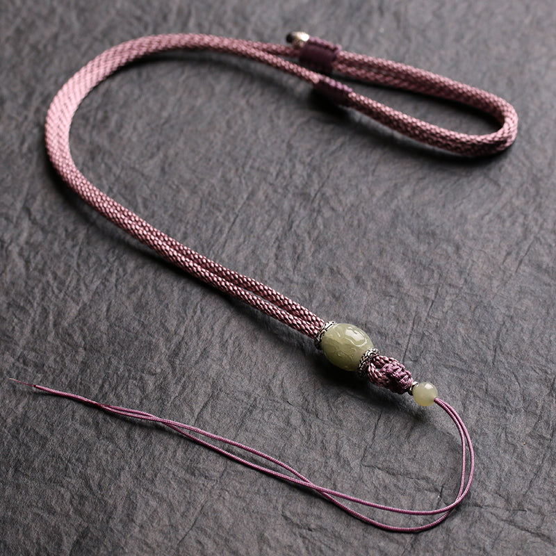 Handcrafted Lanyard Hetian Jade Beads Necklace