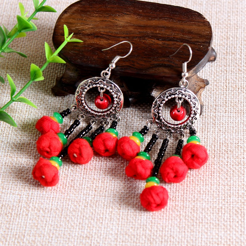 Miao Silver Ethnic Style Ornament Small Ball Earrings