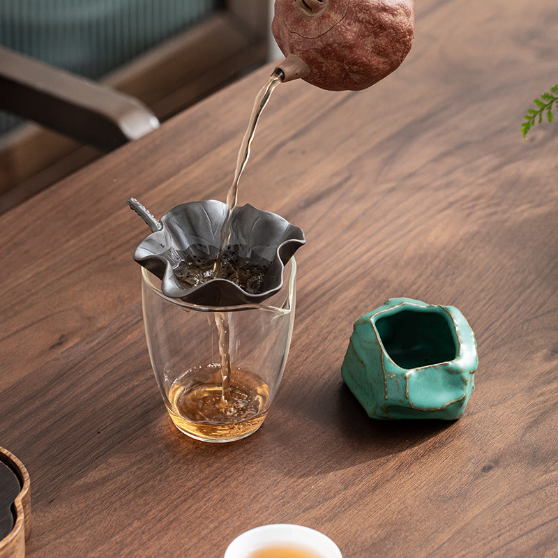 Japanese-Style Stoneware Lotus Leaf Tea Strainer Ceramic Filter Hole Tea Filter Tea Strainer Kung Fu Tea Ceremony