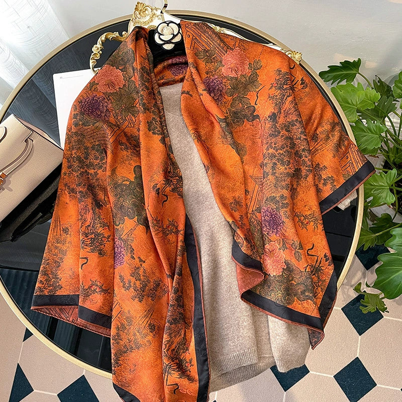 Double-Sided Fragrant Cloud Yarn Large Square Silk Scarf