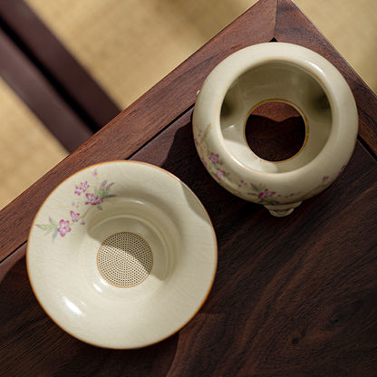 Beige Ru Ware round Tea Funnel Tea Strainer Ceramic Tea Strainer Tea Strainer High-Grade Tea Water Separation Tea Making Fantastic Product