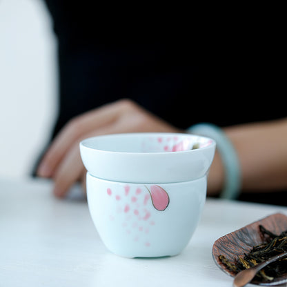 Japanese Style Underglaze Hand Painted Lotus Tea Strainer Tea Filtration Tea Separator Tea Making Tea Dust Filter Screen Tea Ceremony Utensil
