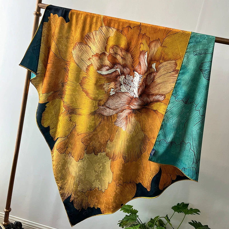 Double-Sided Fragrant Cloud Yarn Large Square Silk Scarf