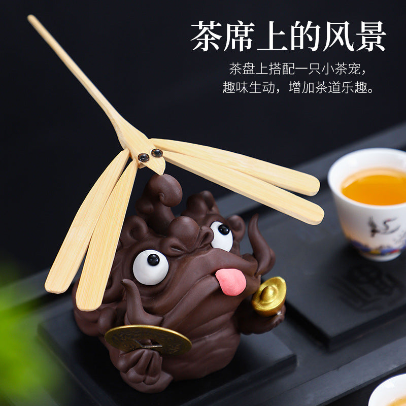 Fortune Golden Toad Purplue Sand Tea Pet Decoration Creative Home Decoration Cute Tea Carve Tea Carve Tea Ceremony Utensil