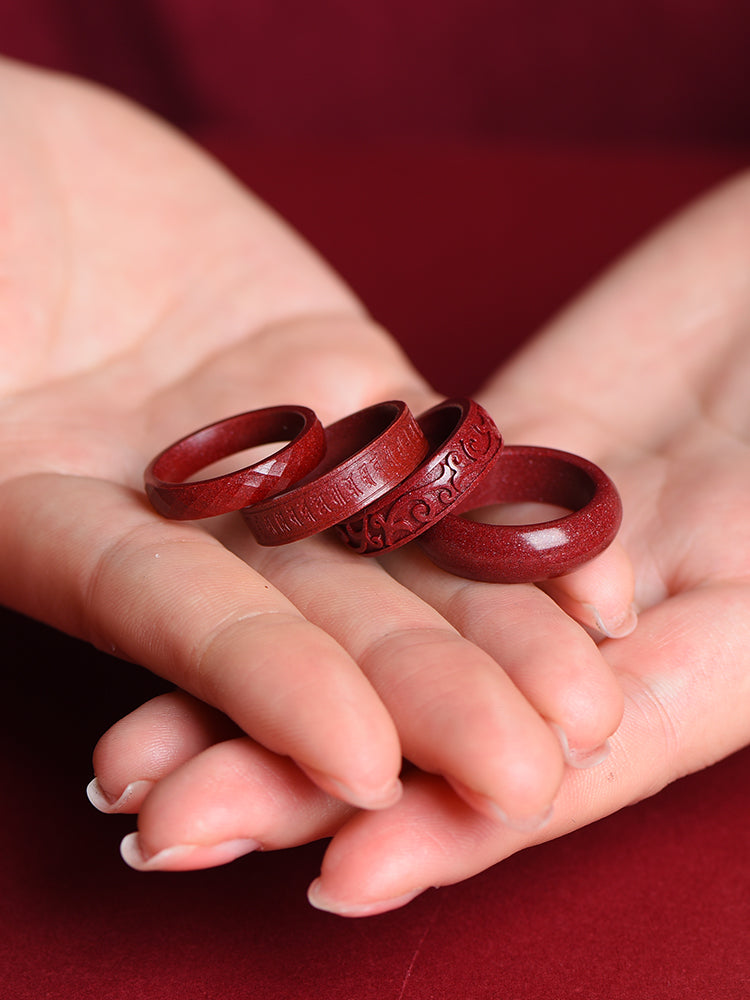 Fidelity Raw Ore Purple Gold Sand Ring Birth Year Cinnabar Ring Men&