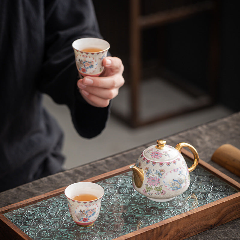 Handmade Cloisonne Silver Enamel Small Teapot