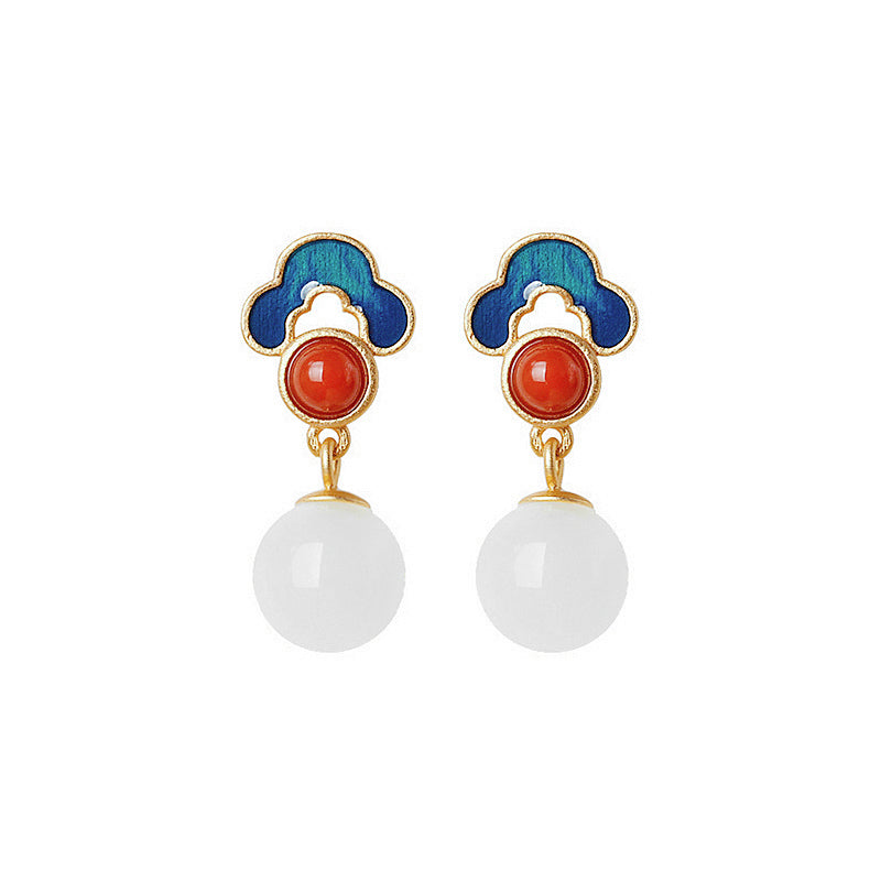 Artistic Elegant Cloisonne Agate Earrings