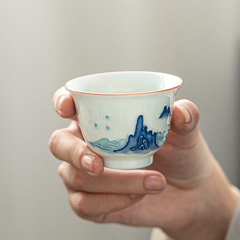 Hand Drawn Carving  Kung Fu Tea Cup