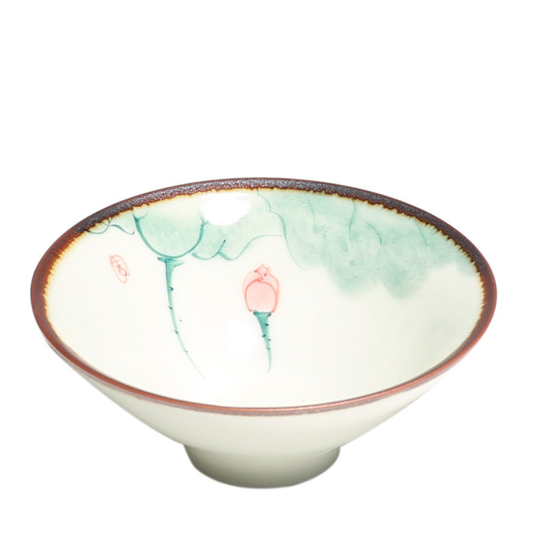 Hand-painted Bamboo-Hat Type Cup