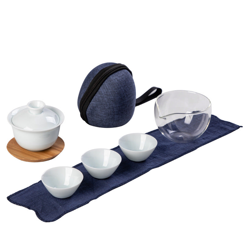 Shadow Blue Porcelain Gongfu Tea Set