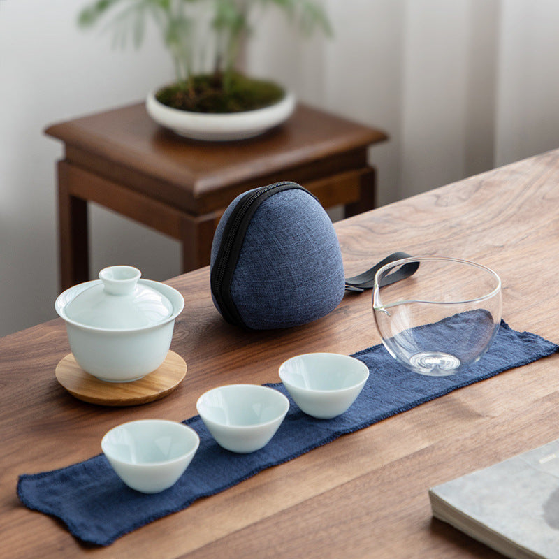 Shadow Blue Porcelain Gongfu Tea Set