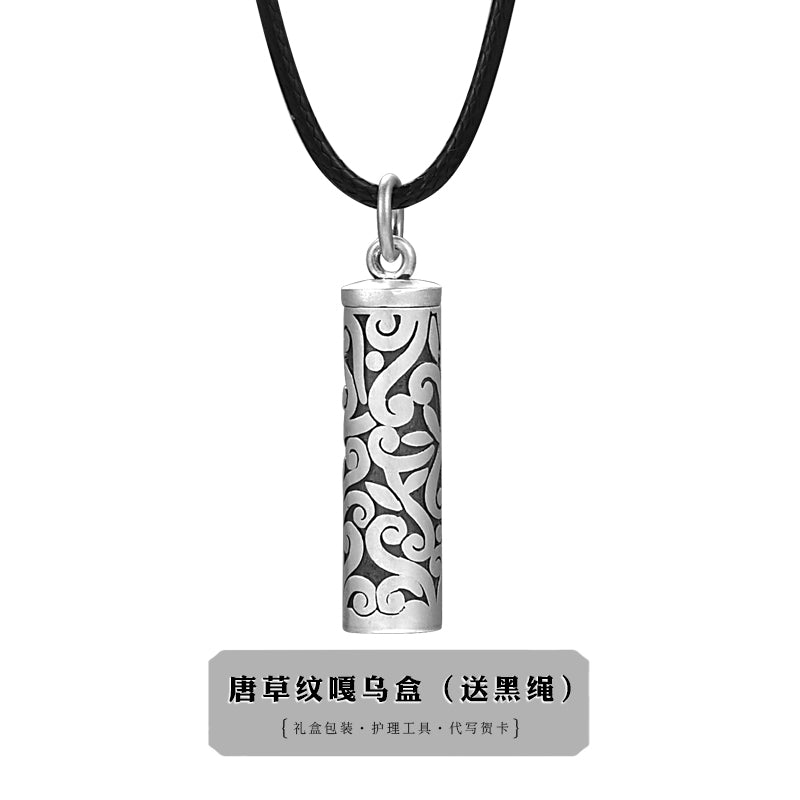 National Style Sterling Silver Buddha Hollow Pendant Necklace