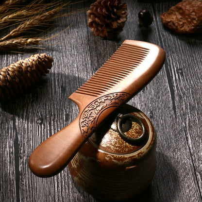 Peach Wood Soothing Tassel Massage Comb