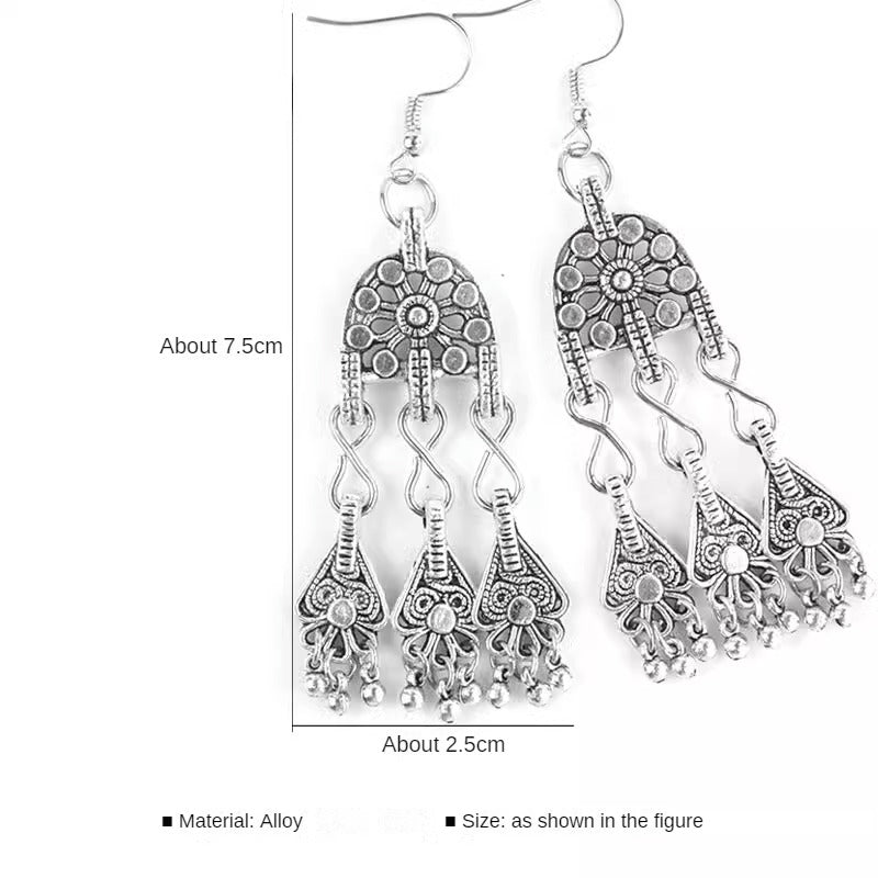 Retro Ethnic Style Graceful Long Tassel Earrings