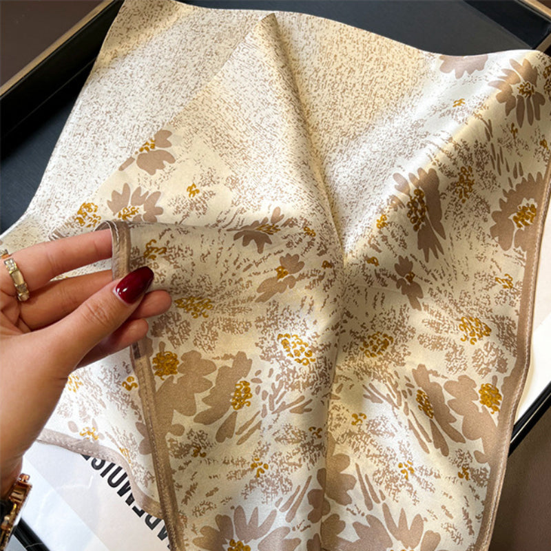 Sweet Champagne Floral Mulberry Silk Scarf