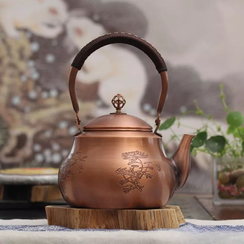 Double Bottom Pear Copper Teapot