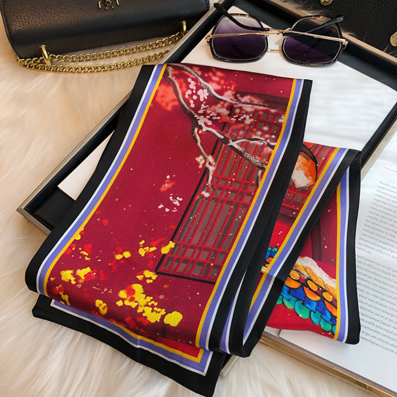 Chinese Style Red Double-Sided Mulberry Silk Scarf